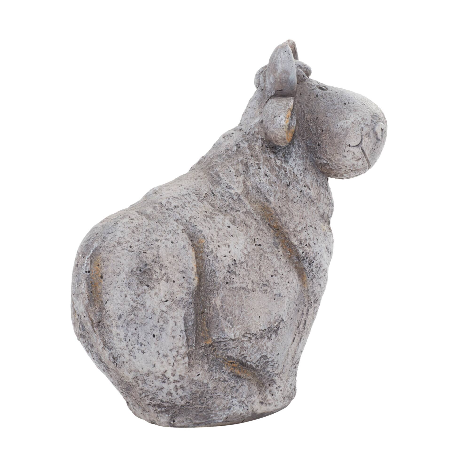 14" Gray Stone Country Cow Garden Sculpture